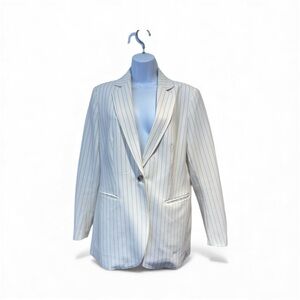 Anne Klein Tan Pinstripe Blazer Cream/Tan Pinstripe (Size M)